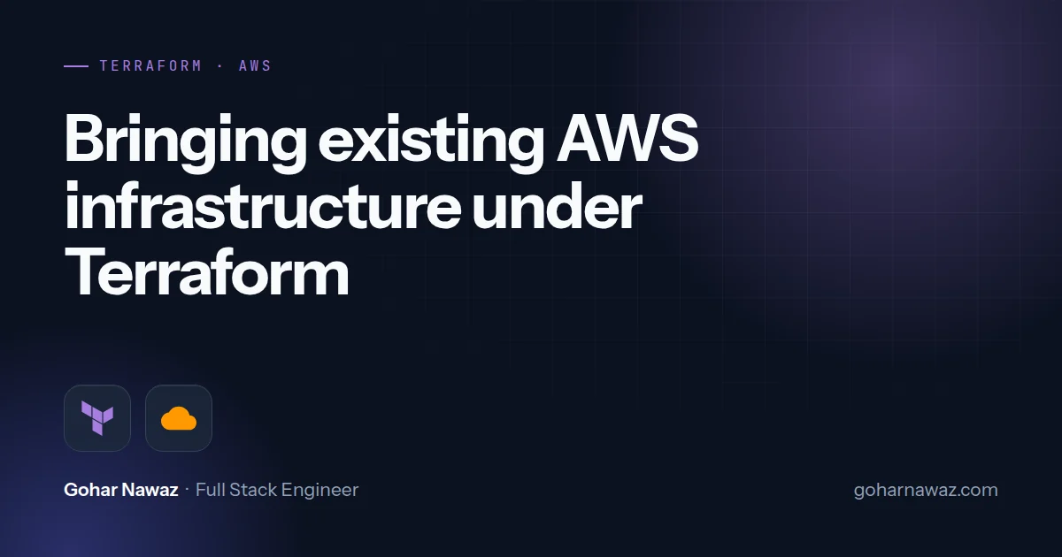 Terraform and AWS icons with the title Bringing existing AWS infrastructure under Terraform